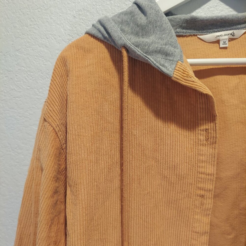 Corduroy Hooded Shirt Jacket Utility Chic Overshirt Casual Layering Shacket - Picture 3 of 10